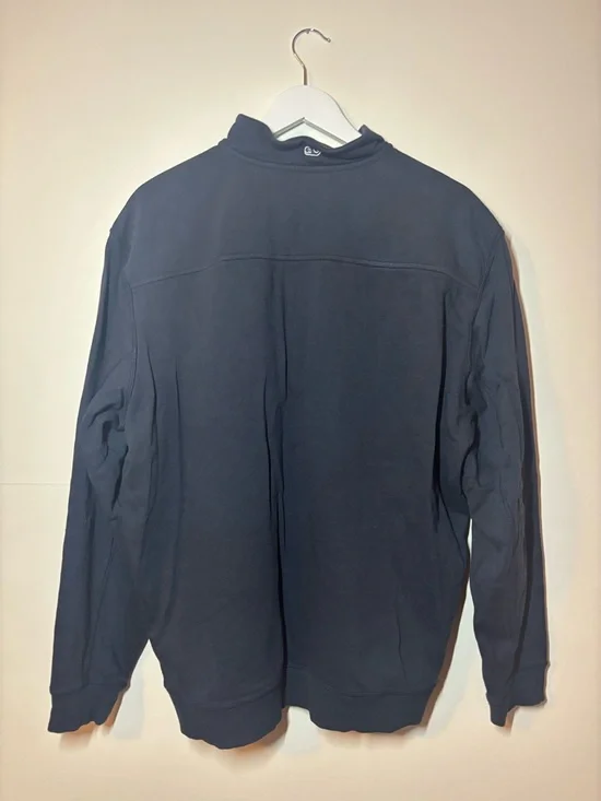 Vineyard Vines Collegiate Navy Quarter-Zip Sweatshirt with Teal Bison (NDSU) - Picture 2 of 5